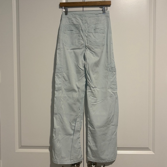 American Eagle Baggy Wide Leg Pants Cargo Sz 0 Regular super light blue - Picture 4 of 10